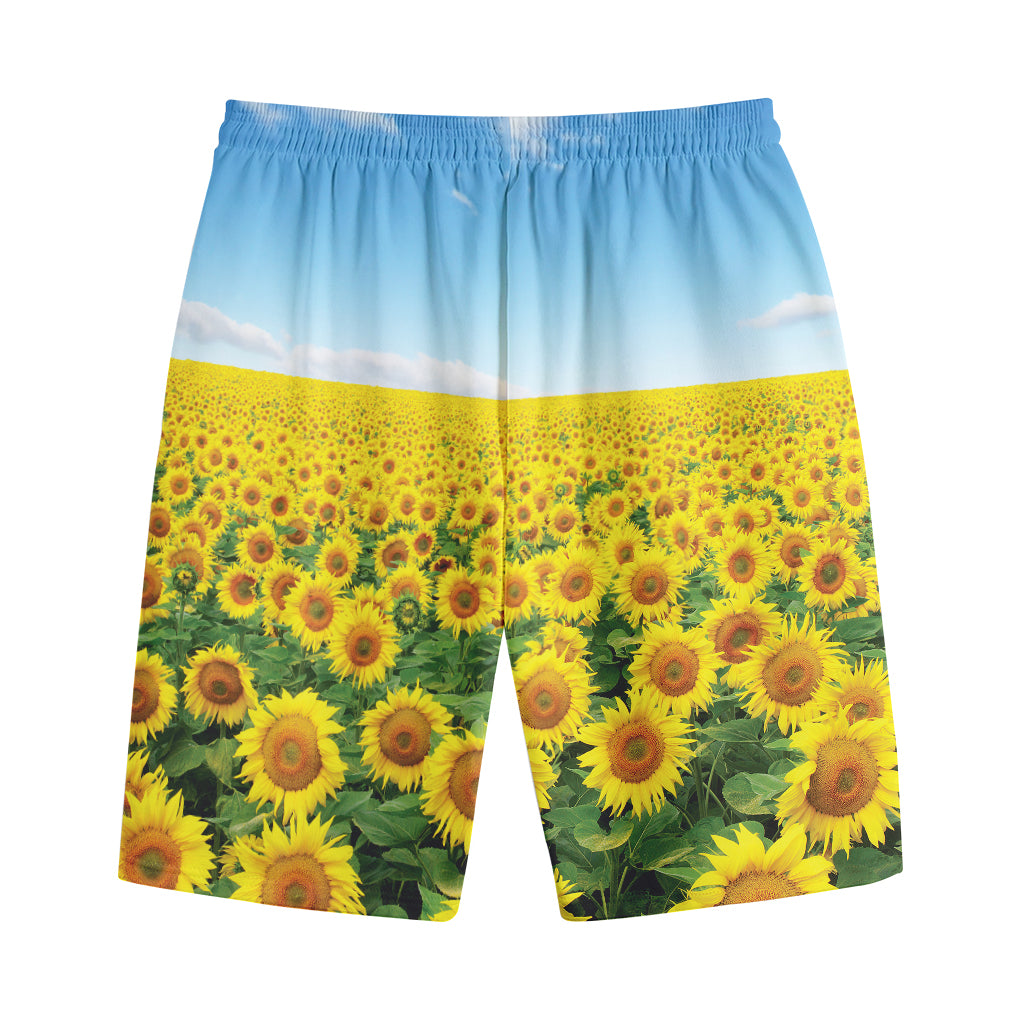 Sunflower Field Print Cotton Shorts