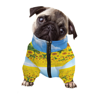 Sunflower Field Print Dog Zip Up Jacket