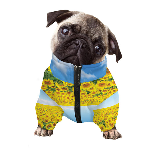 Sunflower Field Print Dog Zip Up Jacket