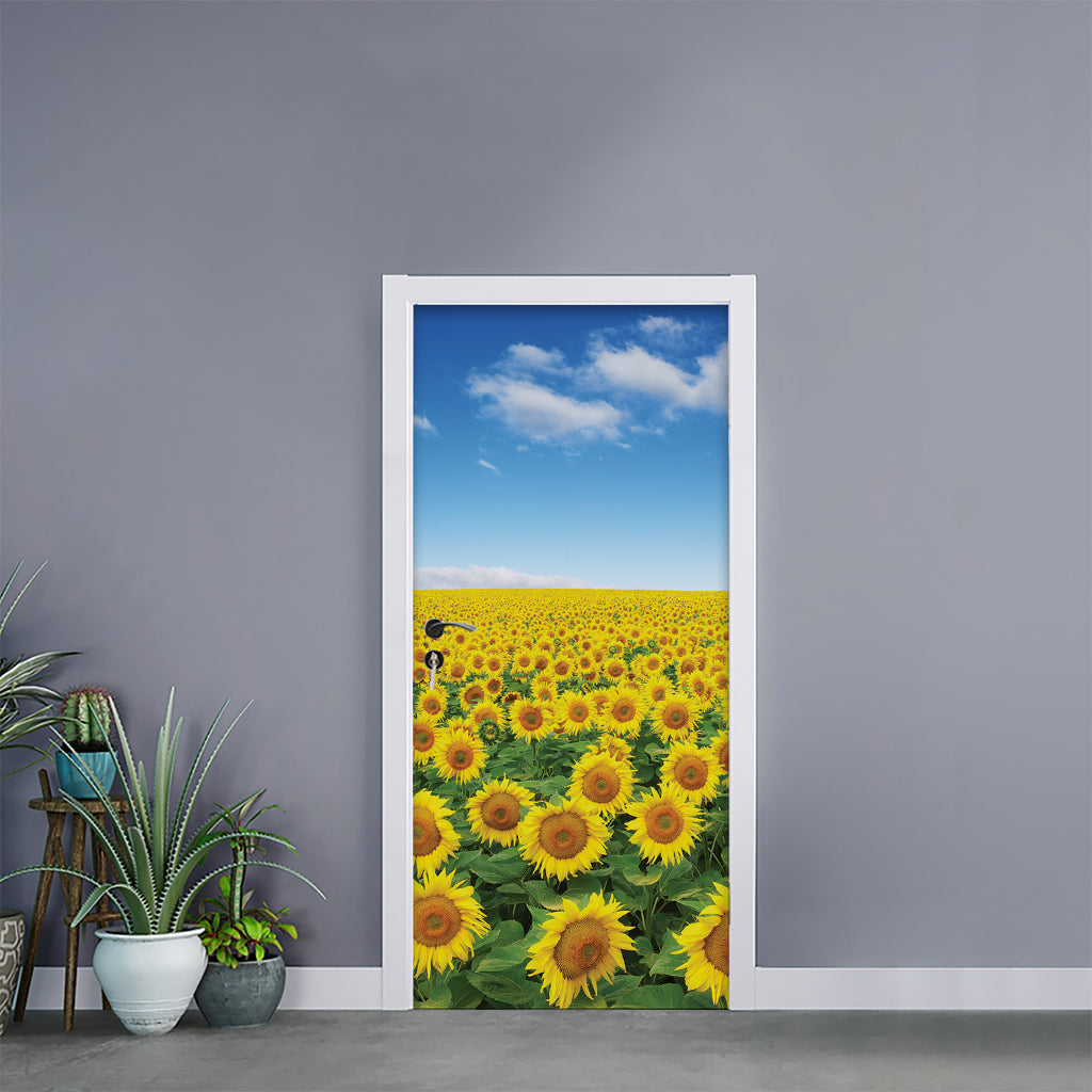 Sunflower Field Print Door Sticker