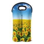 Sunflower Field Print Double Neoprene Wine Tote