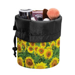 Sunflower Field Print Drawstring Makeup Bag