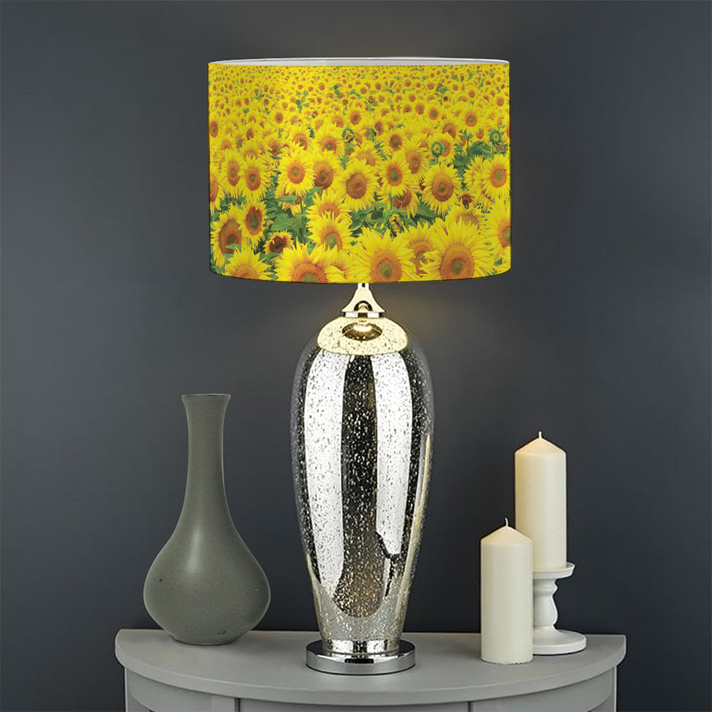 Sunflower Field Print Drum Lamp Shade