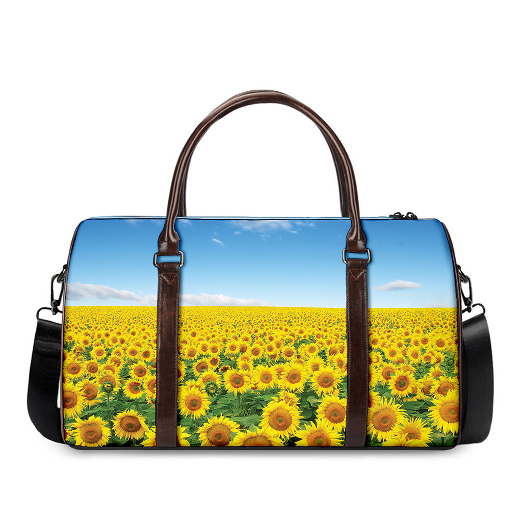 Sunflower Field Print Duffle Bag