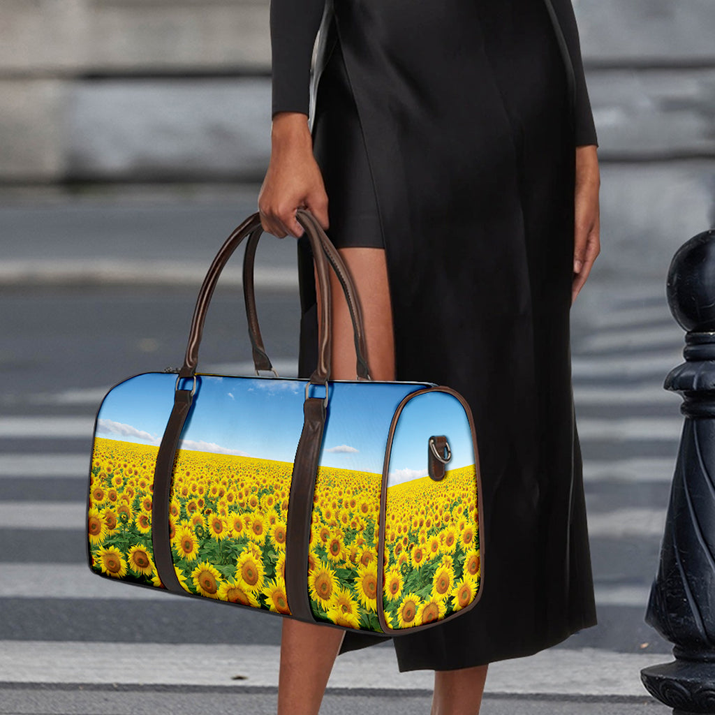 Sunflower Field Print Duffle Bag