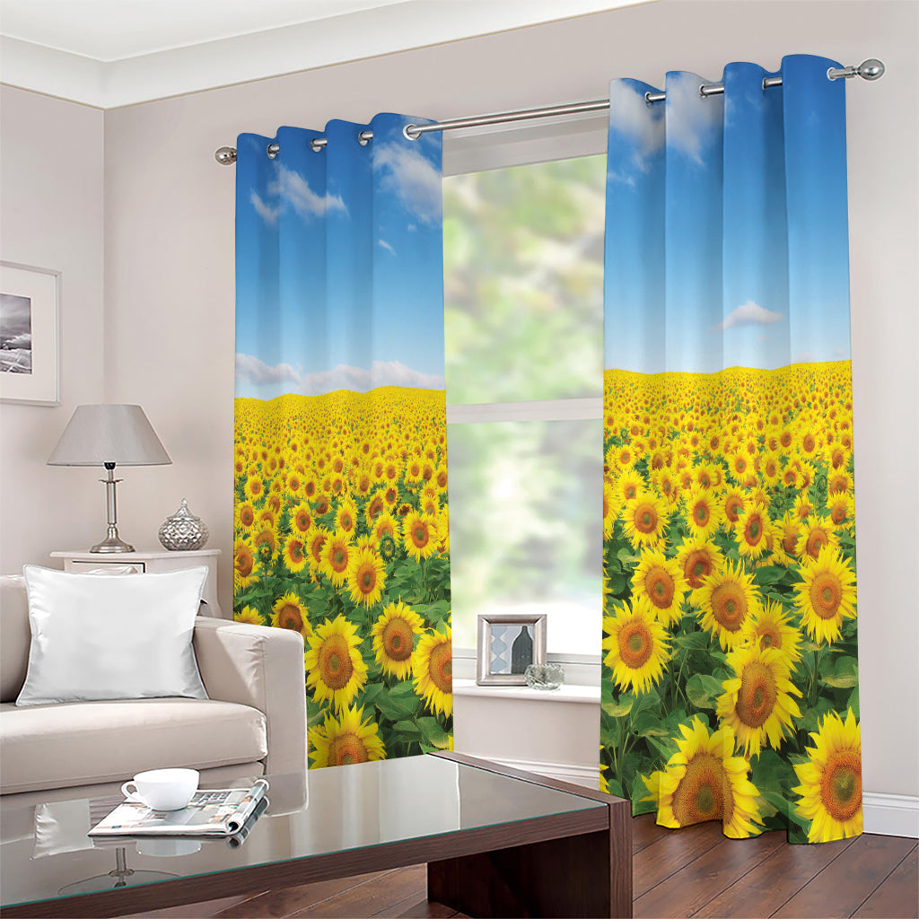 Sunflower Field Print Extra Wide Grommet Curtains