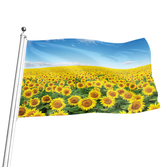 Sunflower Field Print Flag