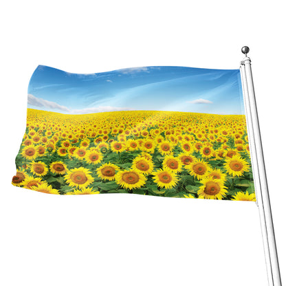 Sunflower Field Print Flag