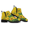 Sunflower Field Print Flat Ankle Boots