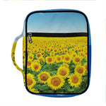 Sunflower Field Print Front Pocket Bible Bag