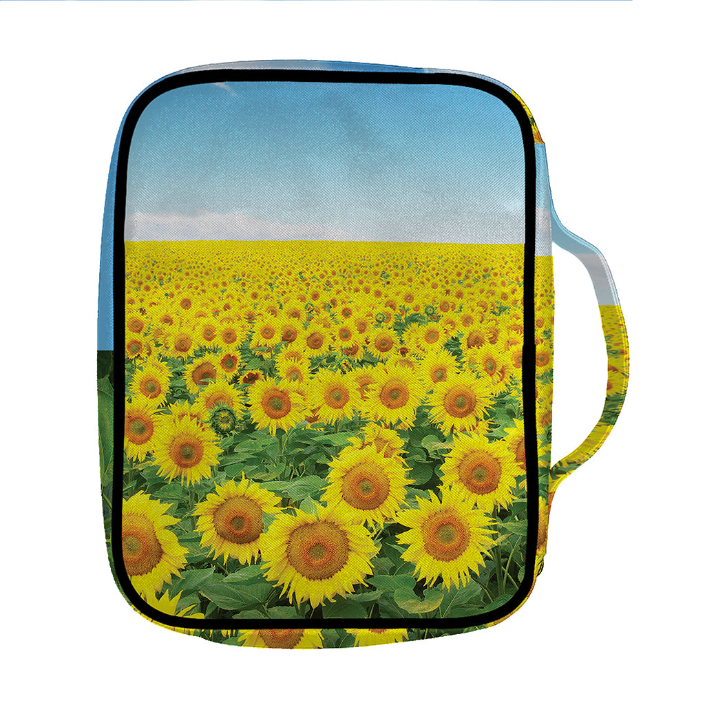 Sunflower Field Print Front Pocket Bible Bag