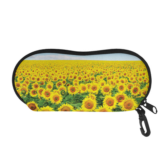 Sunflower Field Print Glasses Case