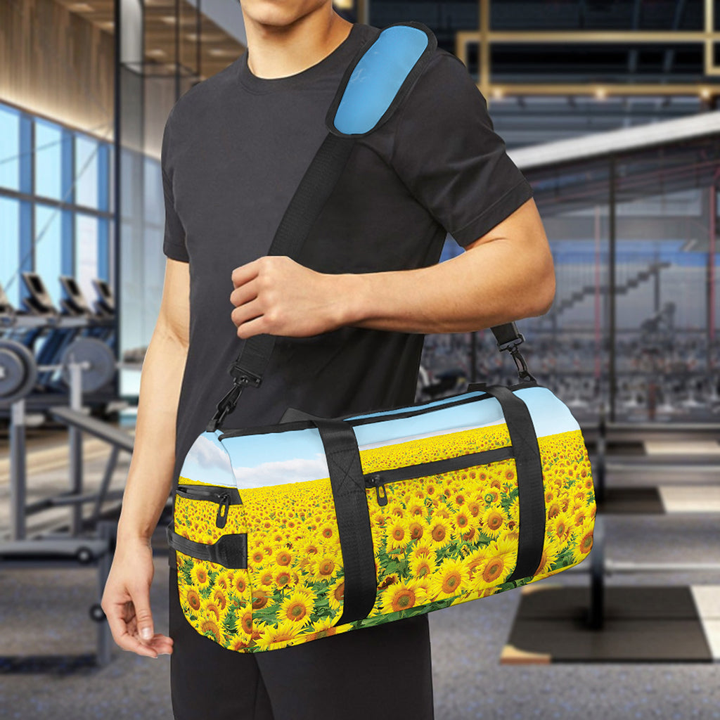 Sunflower Field Print Gym Bag