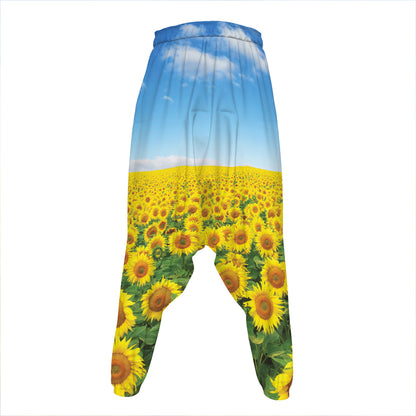 Sunflower Field Print Hammer Pants