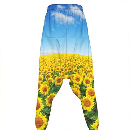 Sunflower Field Print Hammer Pants