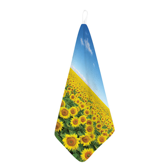 Sunflower Field Print Hand Towel