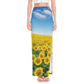 Sunflower Field Print High Slit Maxi Skirt