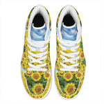 Sunflower Field Print High Top Leather Sneakers