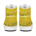 Sunflower Field Print High Top Leather Sneakers