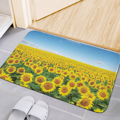 Sunflower Field Print Indoor Door Mat