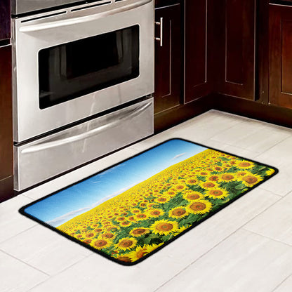 Sunflower Field Print Kitchen Mat