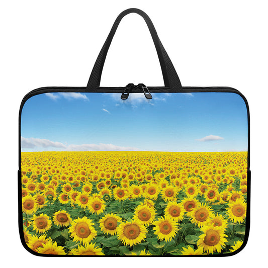 Sunflower Field Print Laptop Sleeve With Handle
