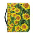 Sunflower Field Print Leather Bible Cover