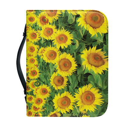 Sunflower Field Print Leather Bible Cover