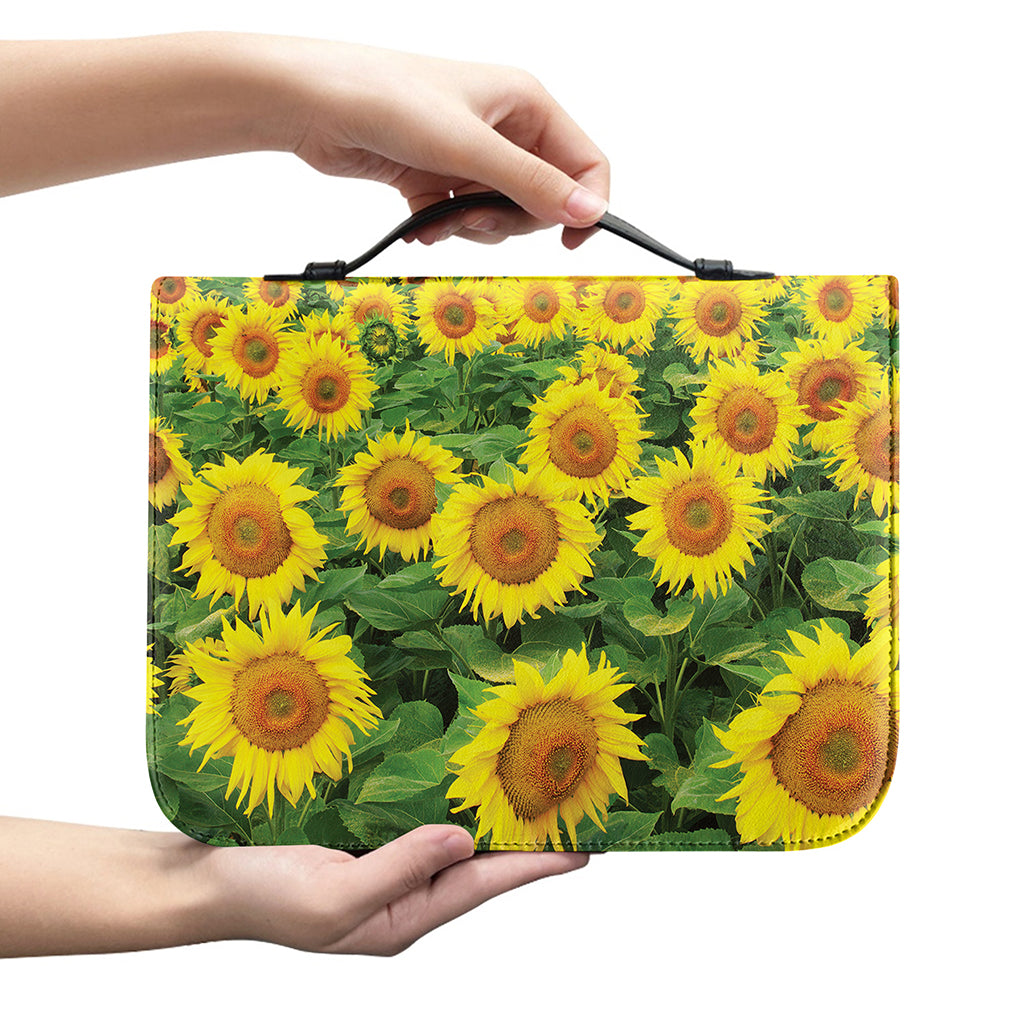 Sunflower Field Print Leather Bible Cover
