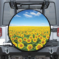 Sunflower Field Print Leather Spare Tire Cover