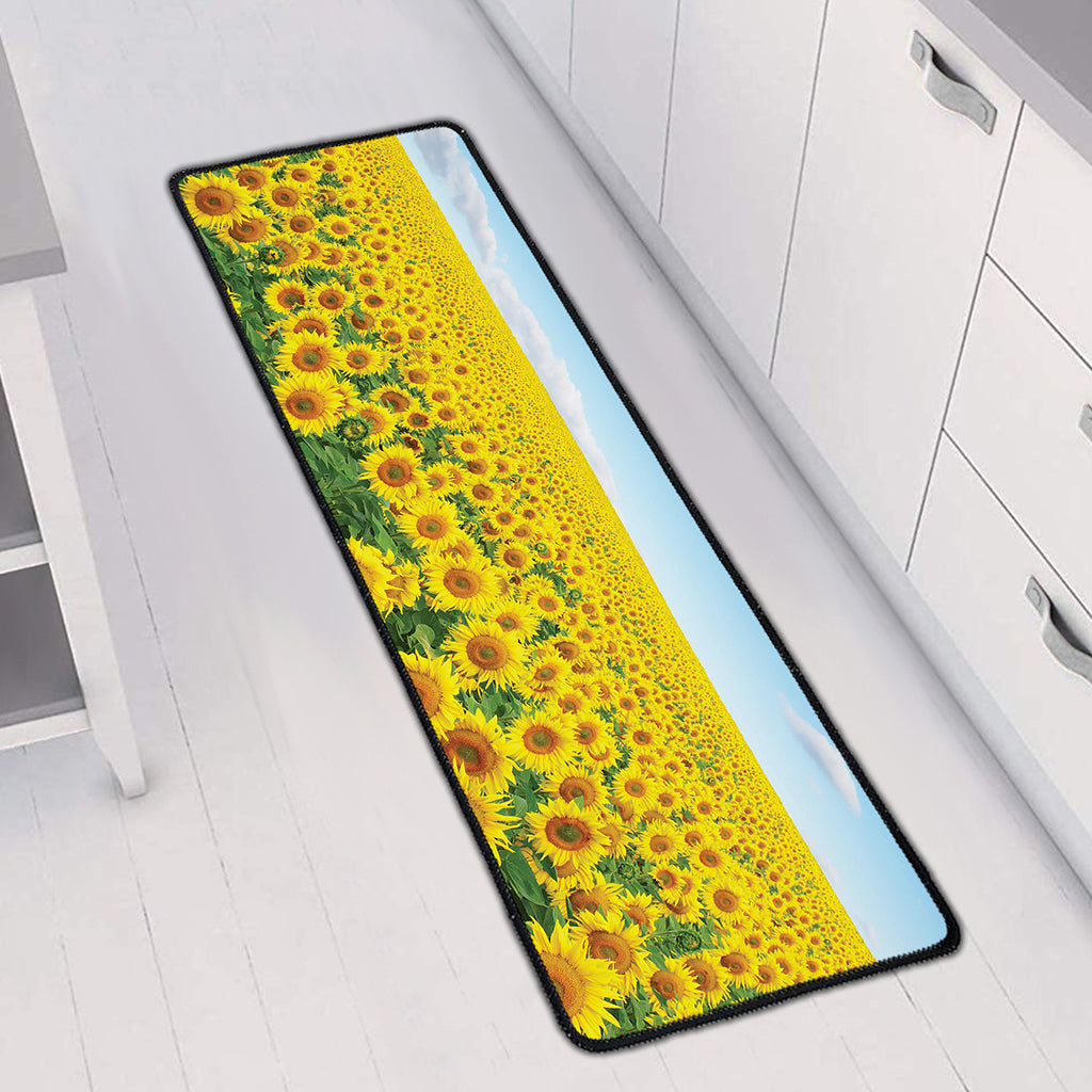 Sunflower Field Print Long Kitchen Mat