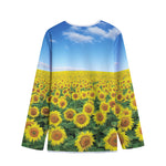 Sunflower Field Print Long Sleeve Short Coat
