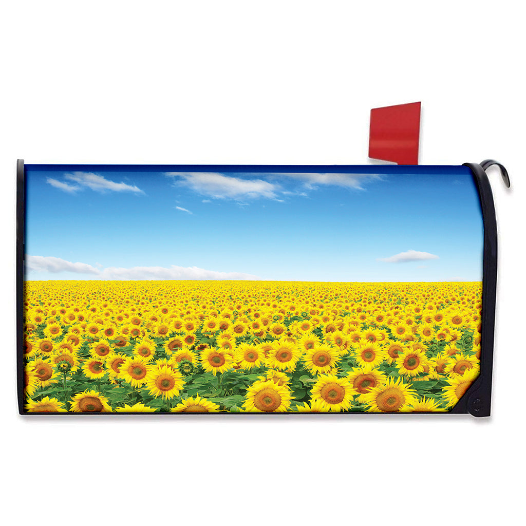 Sunflower Field Print Mailbox Cover
