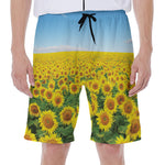 Sunflower Field Print Men's Beach Shorts