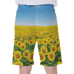 Sunflower Field Print Men's Beach Shorts