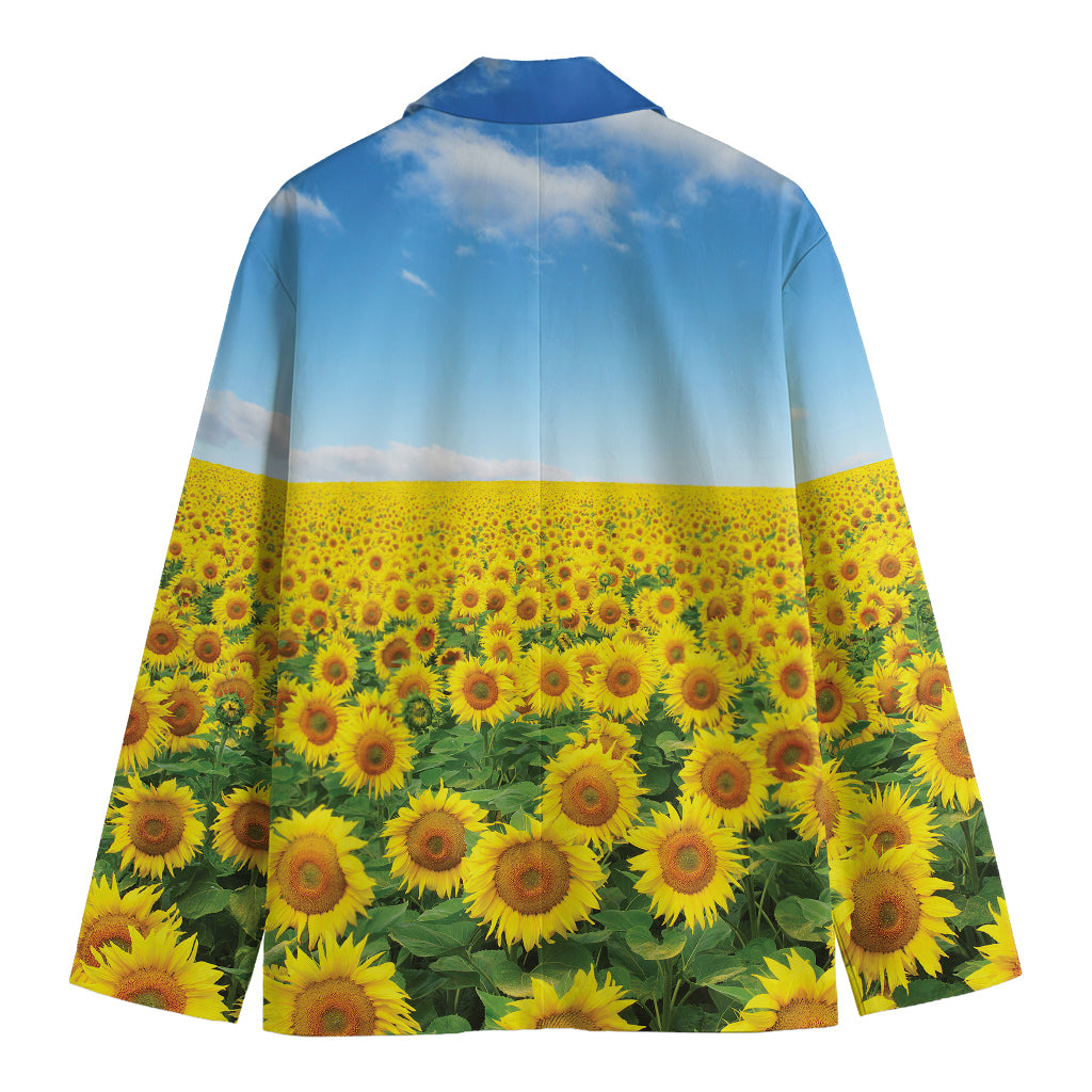 Sunflower Field Print Men's Blazer