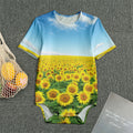 Sunflower Field Print Men's Bodysuit