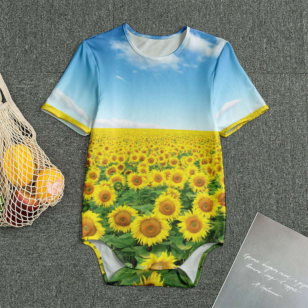 Sunflower Field Print Men's Bodysuit