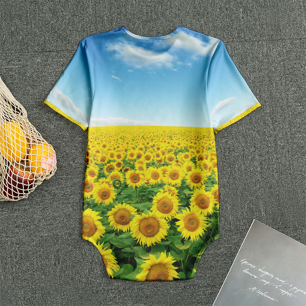 Sunflower Field Print Men's Bodysuit