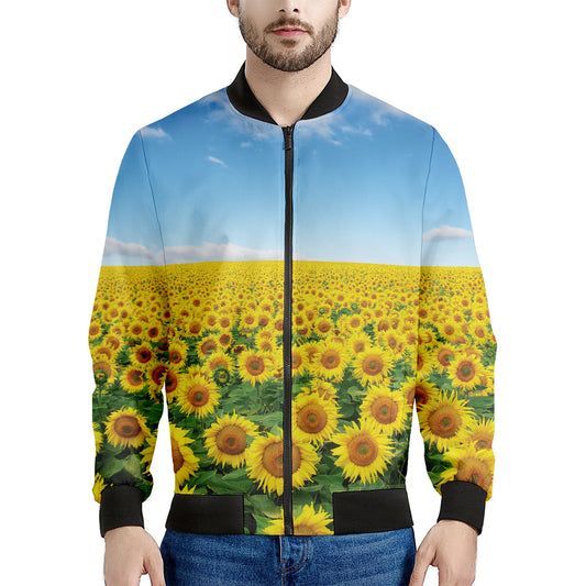 Sunflower Field Print Men's Bomber Jacket
