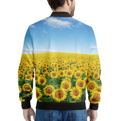 Sunflower Field Print Men's Bomber Jacket