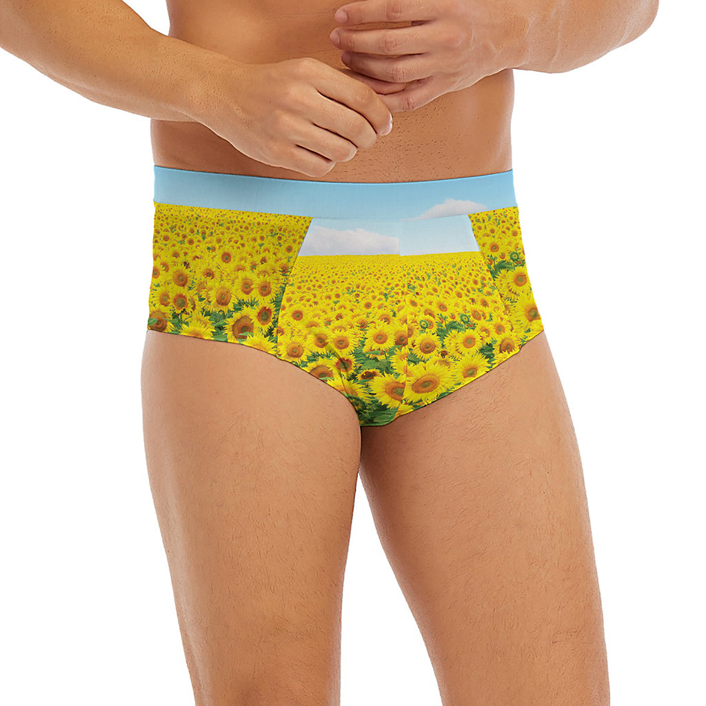 Sunflower Field Print Men's Briefs