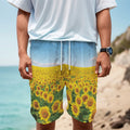 Sunflower Field Print Men's Cargo Shorts