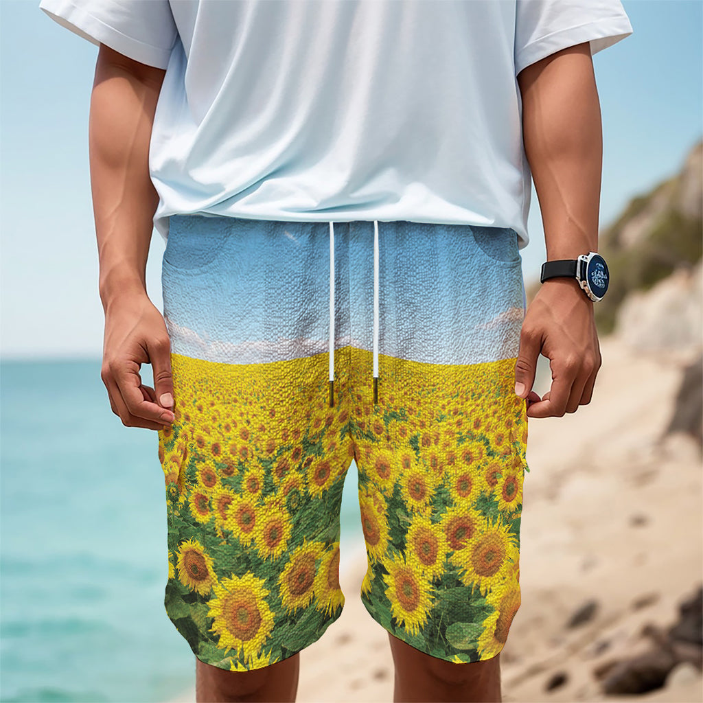 Sunflower Field Print Men's Cargo Shorts