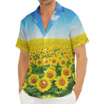 Sunflower Field Print Men's Deep V-Neck Shirt