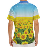 Sunflower Field Print Men's Deep V-Neck Shirt