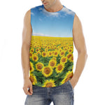 Sunflower Field Print Men's Fitness Tank Top