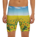 Sunflower Field Print Men's Long Boxer Briefs