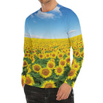 Sunflower Field Print Men's Long Sleeve Rash Guard