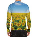 Sunflower Field Print Men's Long Sleeve Rash Guard